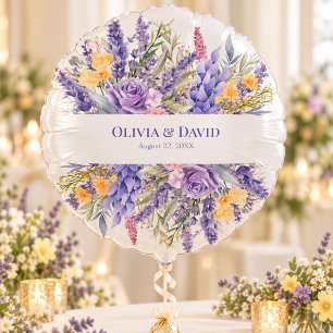 Lavender Yellow Wildflower Wedding Foil Balloon