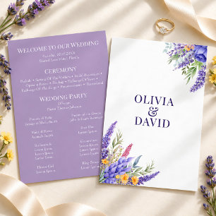 Lavender Yellow Wildflower Wedding Program