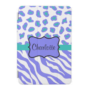 Lavender Zebra Leopard Skin Name Personalized iPad Mini Cover