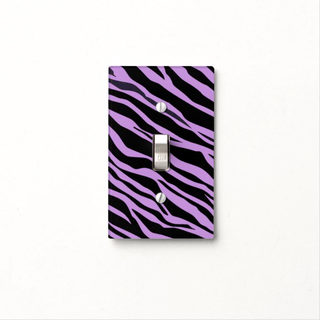 Lavender Zebra Striped Light Switch Cover (In Situ)
