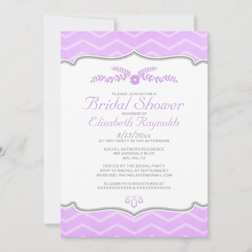 Lavender Zigzag Bridal Shower Invitations
