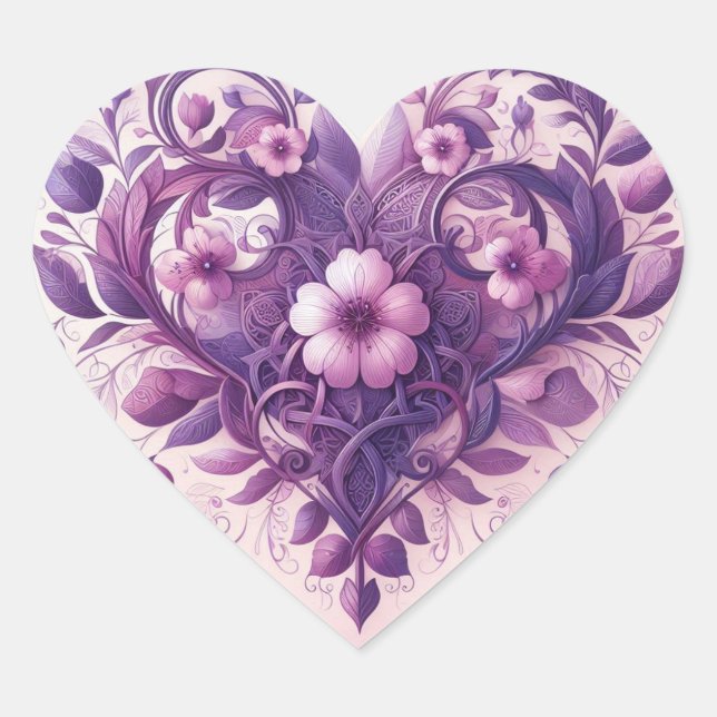 Lavenders Floral Heart Sticker (Front)