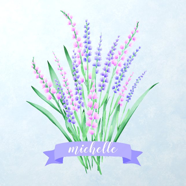 Lavener Bouquet Pink Blue Purple Baby Girl Nursery Wall Decal (Insitu 1)