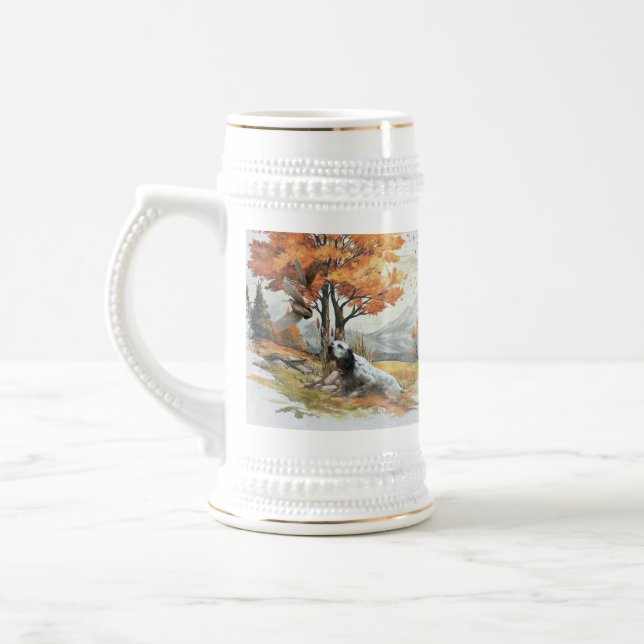 "Laverack" The English Setter hunting Beer Stein (Left)