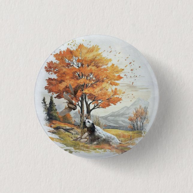 "Laverack" The English Setter hunting Button (Front)
