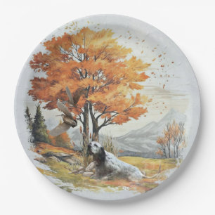 "Laverack" The English Setter hunting Paper Plates