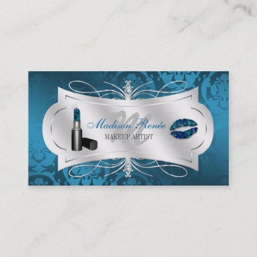 Lavish Blue Sparkling Cosmetologist Business Card Template