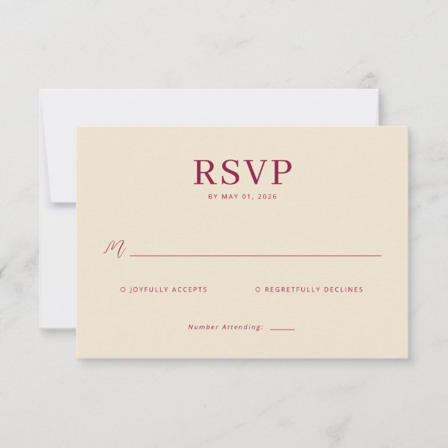 Lavish Crimson Blooms Wedding RSVP Card (Front)