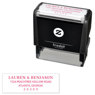 Lavish Crimson Blooms Wedding Self-inking Stamp