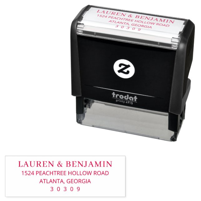 Lavish Crimson Blooms Wedding Self-inking Stamp (In Situ)