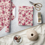 Lavish Crimson Blooms Wedding Wrapping Paper<br><div class="desc">This is a botanical style image featuring an intricate pattern of rich red roses, delicate branches, lush leaves, and charming birds. The deep red hues against the soft cream background create a striking contrast that exudes elegance and warmth. Perfect for adding a touch of nature-inspired sophistication to home decor or...</div>