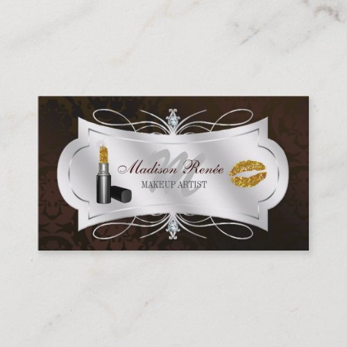 Lavish Dark Chocolate Sparkling Cosmetologist Business Card Templates