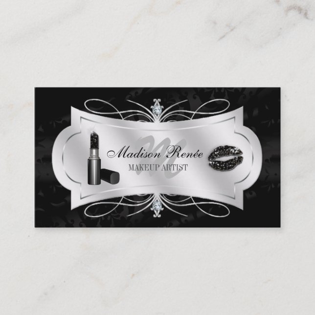 Lavish Ebony Sparkling Cosmetologist Business Card (Front)
