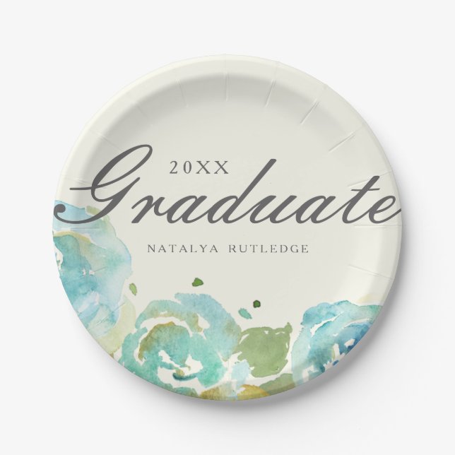 Lavish Florals Graduation Paper Plates (Front)