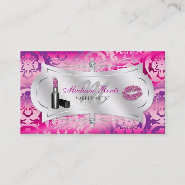 Lavish Fuchsia Lavender Sparkling Cosmetologist Business Card (Front)
