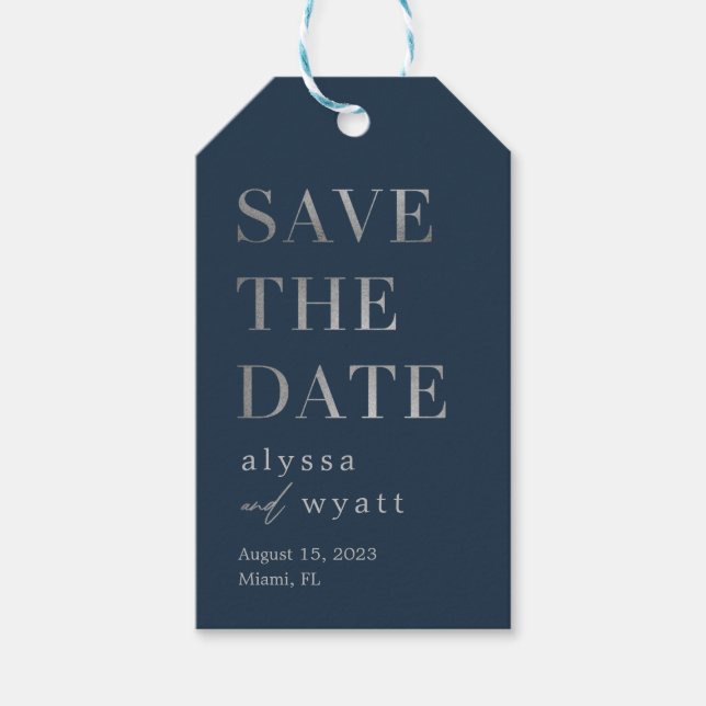 Lavish Glow Editable Color Save The Date Tag (Front)