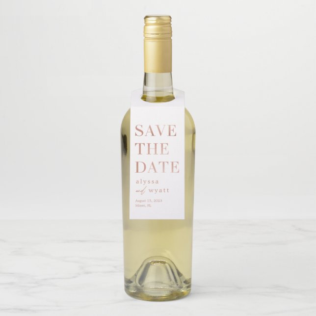 Lavish Glow Save The Date Bottle Tag (On Bottle)