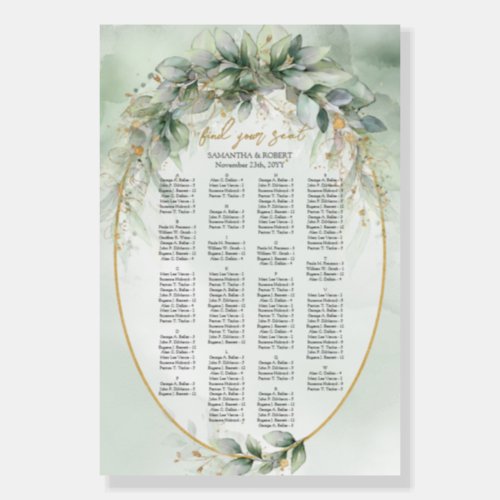 Lavish greenery foliage gold frame alphabetical foam board