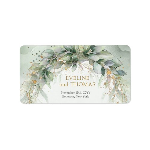 Lavish greenery foliage gold oval frame address label