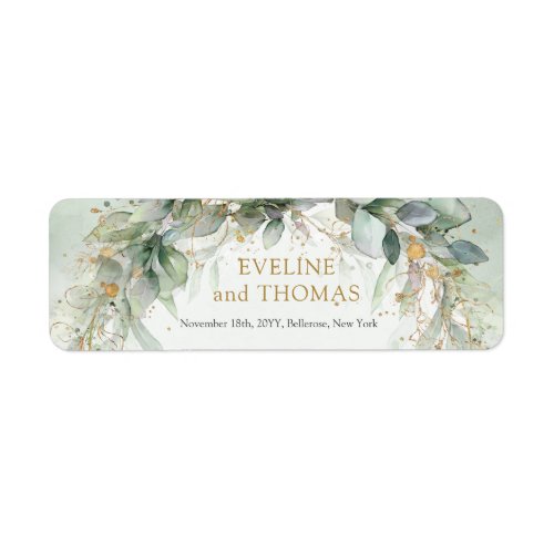 Lavish greenery foliage gold oval frame label