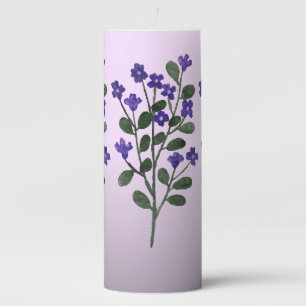 Lavish Lilac Floral Purple Pillar Candle