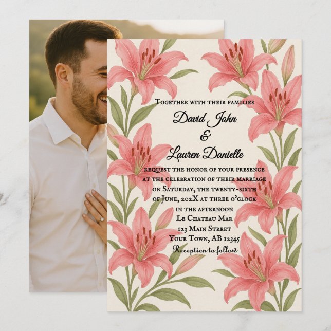 Lavish Lily Photo Wedding Invitation (Front/Back)