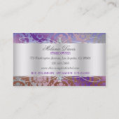 Lavish Mocha Lavender Diamond Damask Swirl Business Card (Back)