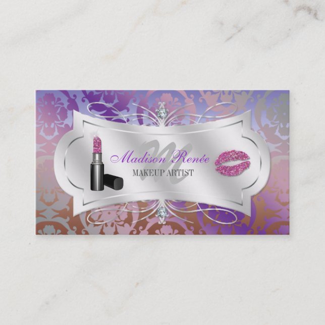 Lavish Mocha Lavender Sparkling Cosmetologist Business Card (Front)