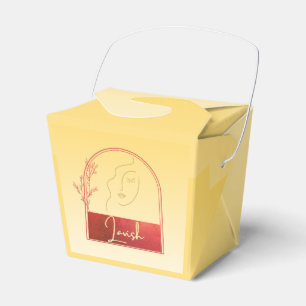 Lavish Pastel Yellow and Red Gold Floral Favor Box