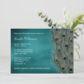 Lavish Peacock Feather Bridal Shower Invitations (Standing Front)
