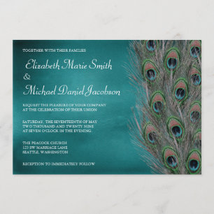 Lavish Peacock Feathers Wedding Invitation