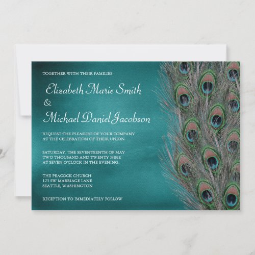 Lavish Peacock Feathers Wedding Invitation