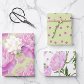 Lavish Peony on pale green Wrapping Paper Sheets