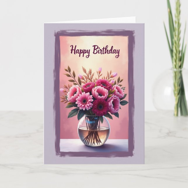 Lavish Pink Birthday Card (Front)