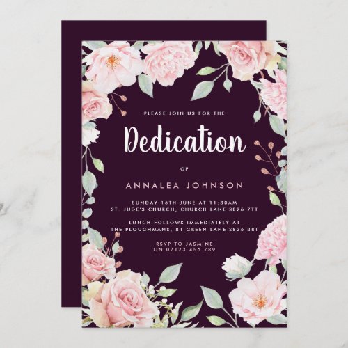 Lavish Pink Roses Dedication Invitation