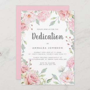 Lavish Pink Roses Dedication Invitation