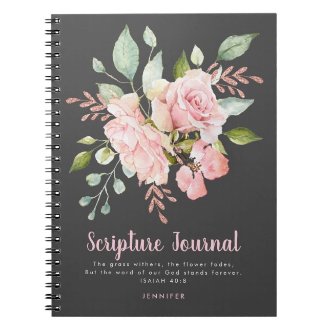 Lavish Pink Roses Personalized Scripture Journal (Front)