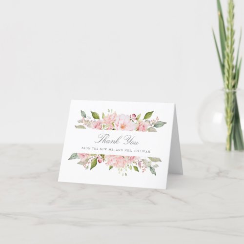 Lavish Pink Roses Wedding Thank You Card