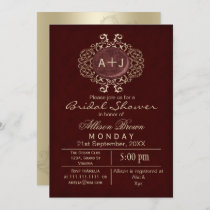 Lavish Red Gold Elegant bridal shower Invites