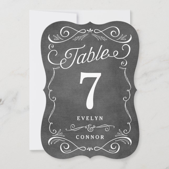Lavish Scrolls Editable Color Table Number Card (Front)