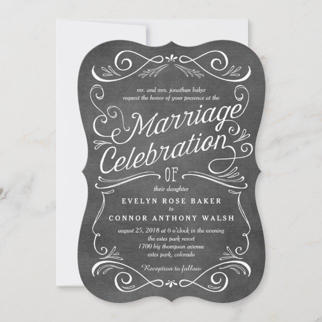 Lavish Scrolls Editable Color Wedding Invitations (Front)