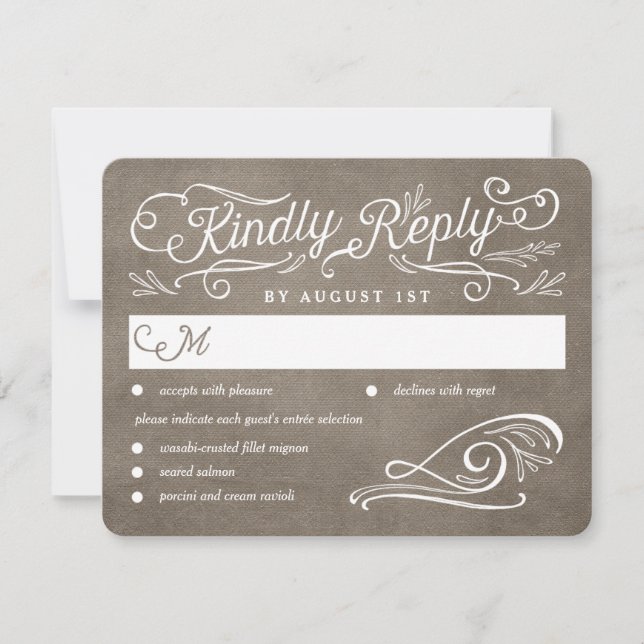 Lavish Scrolls Editable Color Wedding RSVP Card (Front)