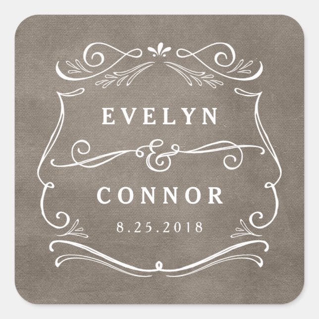 Lavish Scrolls Editable Color Wedding Sticker (Front)
