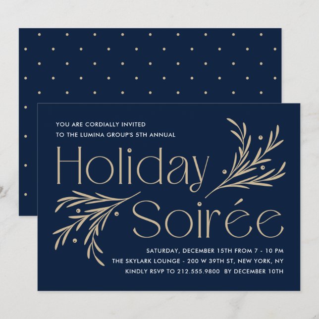 Lavish Soirée Editable Color Holiday Party Invitat Invitation (Front/Back)