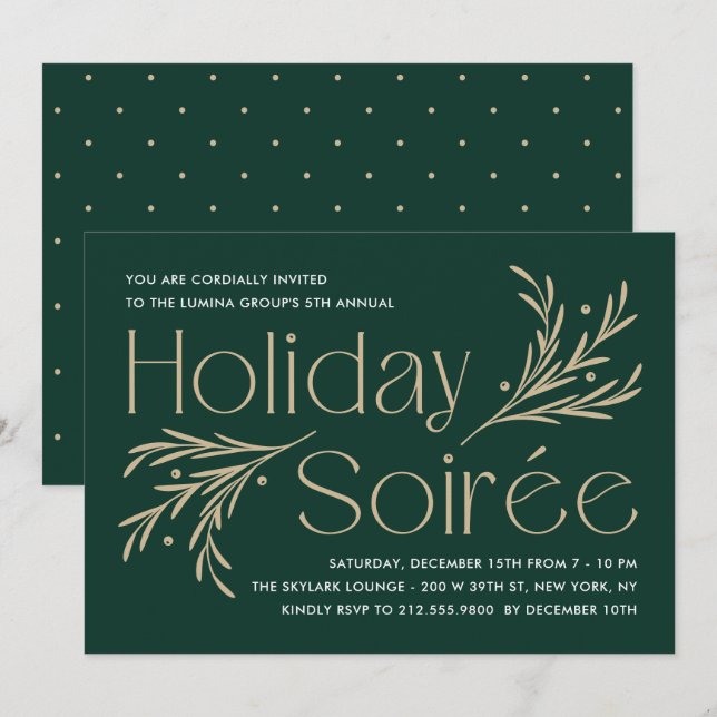 Lavish Soirée Editable Color Holiday Party Invitat Invitation (Front/Back)