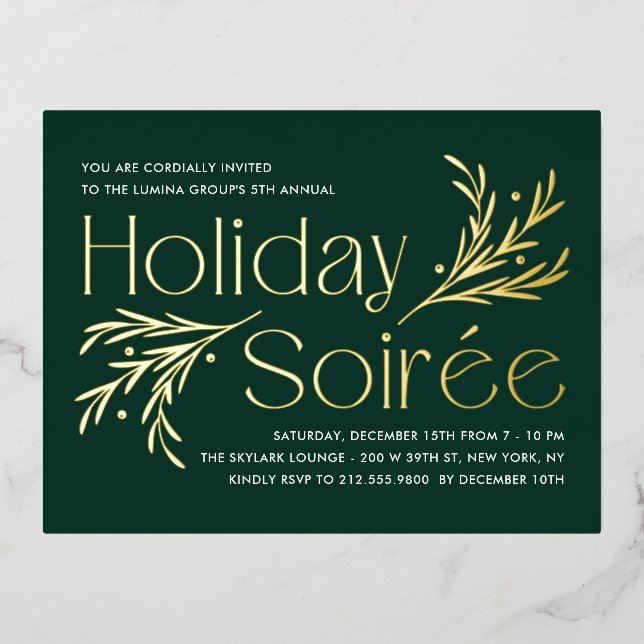 Lavish Soirée Foil Holiday Invitation Postcard (Front)