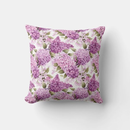 Lavish spring flowers purple lilac throw pillow