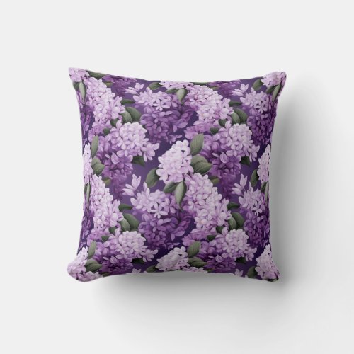 Lavish spring flowers purple lilac throw pillow