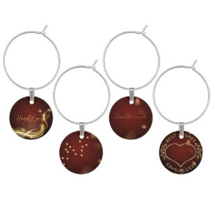 Lavish Wine Charms Burgundy Gold Wine Glass Tag