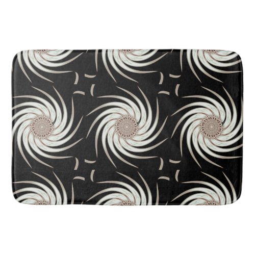 LavishlyOn Black Beige White Flower Abstract Art Bath Mat